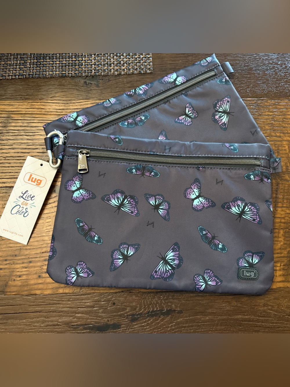 Lug Buoy 2pc Pouches. Butterfly Grey. NWT **Hard to Find**